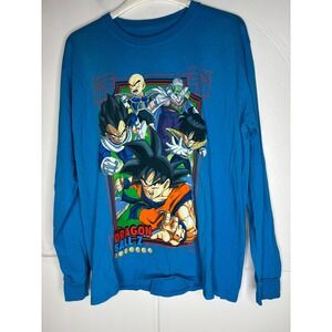Dragon Ball Z Mens Blue Long Sleeve Graphic T-Shirt Goku Vegeta Gohan Size M